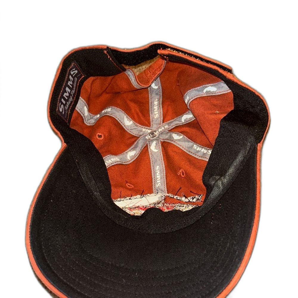 Simms Mossy Creek Fly Fishing Embroidered Trout Cap Orange Black Mens Unisex - Picture 5 of 7